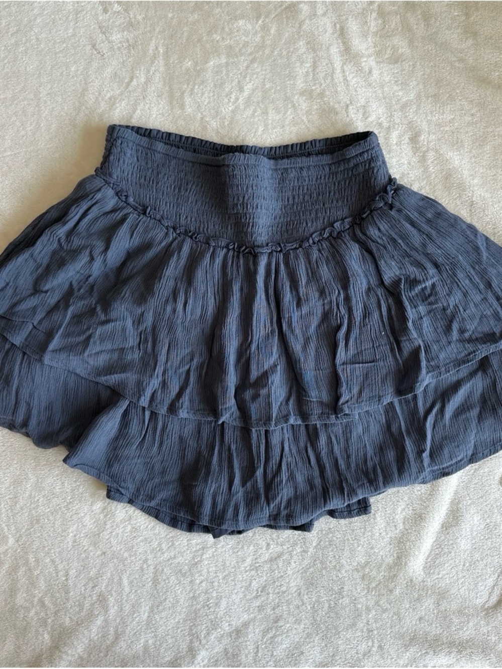 Hollister Navy Blue Tiered Smocked Waist Mini Skirt